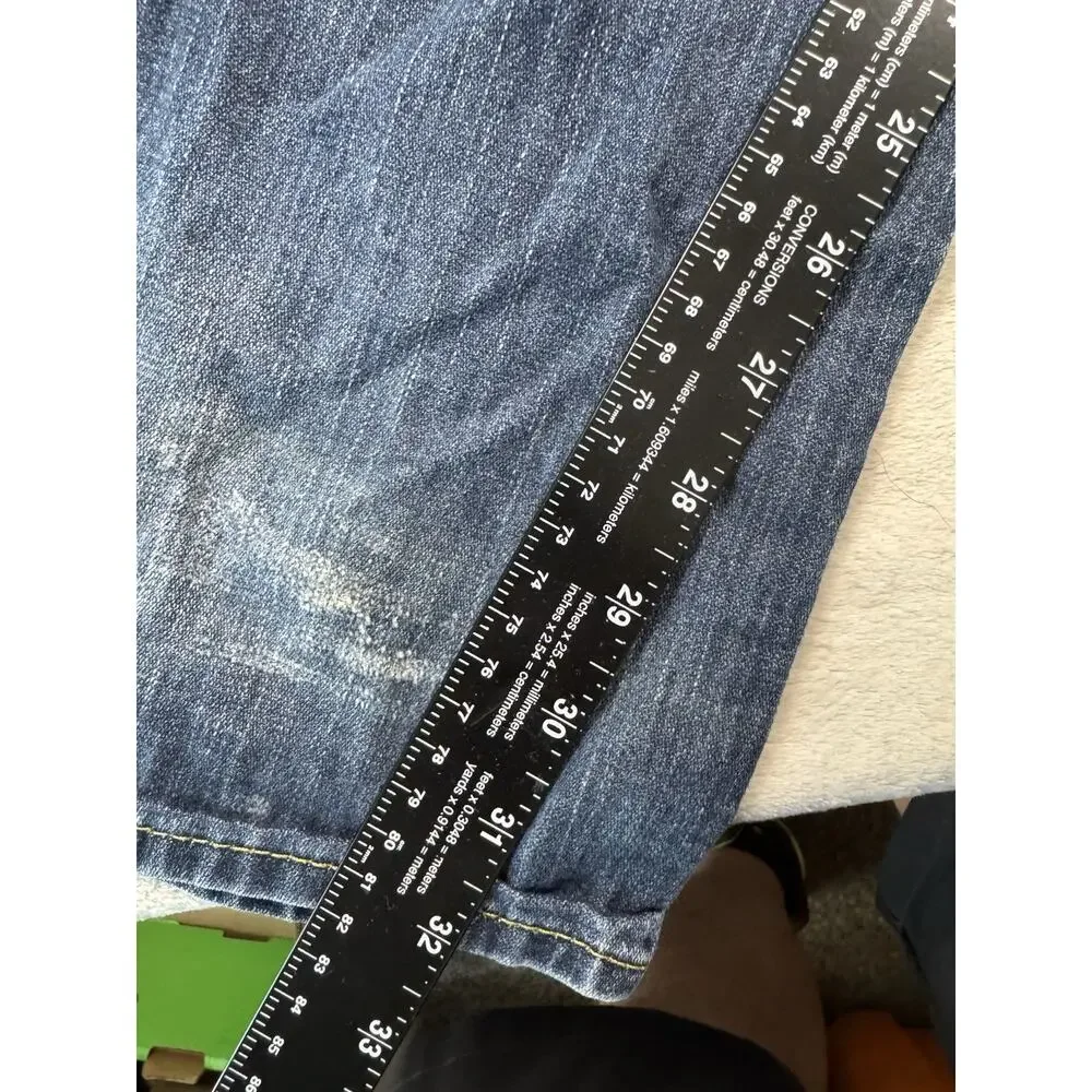 True Religion Mens Jeans Size 44 Blue Denim Straight Leg Distressed Y2K